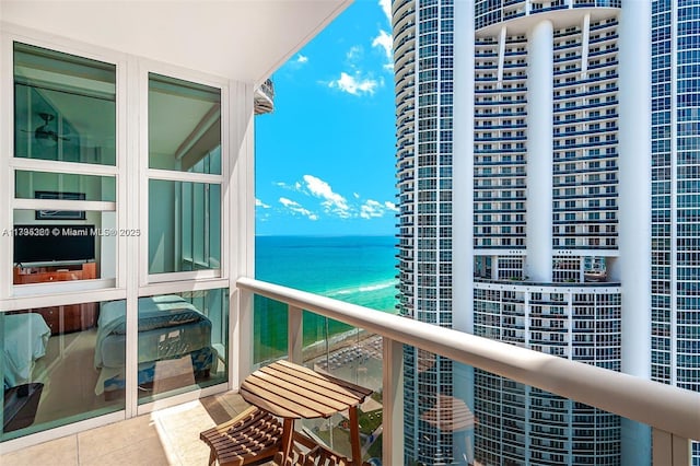 balcony with a water view