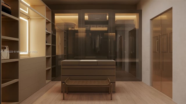 walk in closet featuring light wood-type flooring