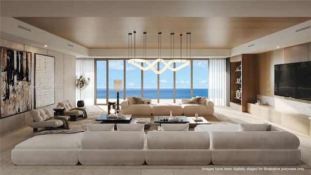 living room featuring a healthy amount of sunlight