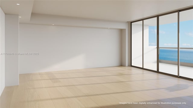 empty room with a wall of windows