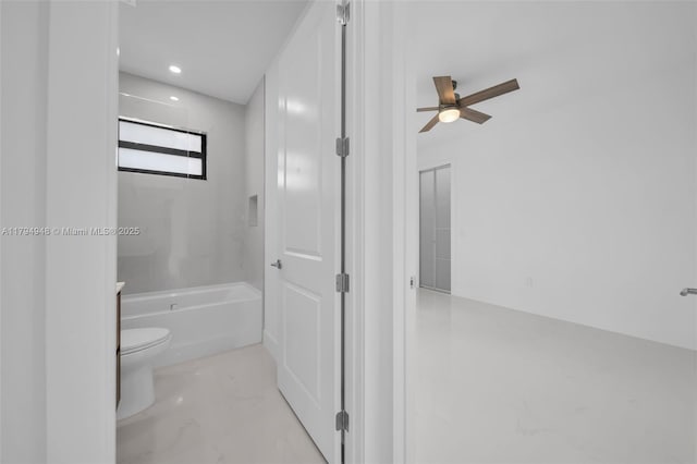 1427 NW 17th St, Cape Coral, FL 33993 - full bath with recessed lighting, ceiling fan, and toilet