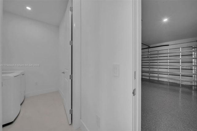 1427 NW 17th St, Cape Coral, FL 33993 - interior space featuring toilet, recessed lighting, and washing machine and clothes dryer