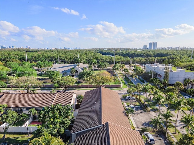 aerial view with a city view