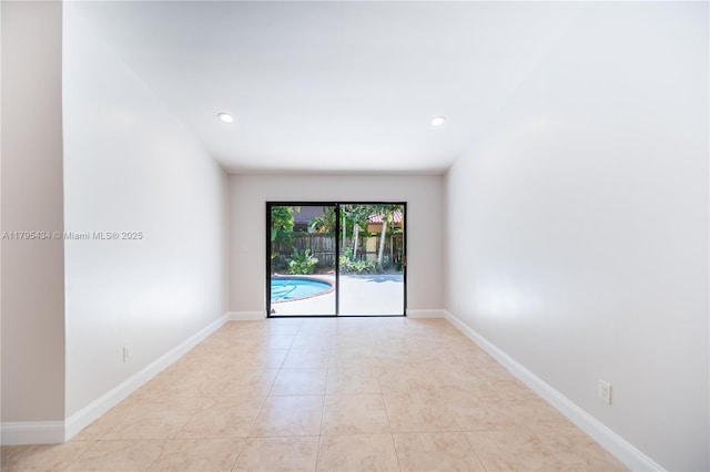 13150 SW 106th St, Miami, FL 33186 - unfurnished room with recessed lighting, baseboards, and light tile patterned floors