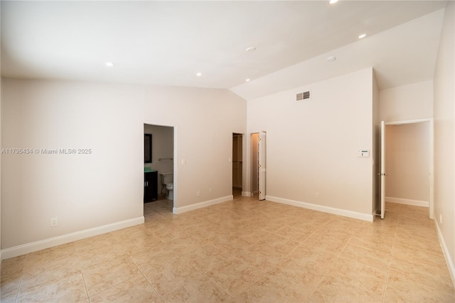 13150 SW 106th St, Miami, FL 33186 - unfurnished bedroom with baseboards, visible vents, recessed lighting, and lofted ceiling