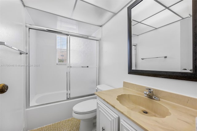 2861 Somerset Dr Unit 104, Lauderdale Lakes, FL 33311 - bathroom with toilet, tile patterned flooring, shower / bath combination with glass door, and vanity