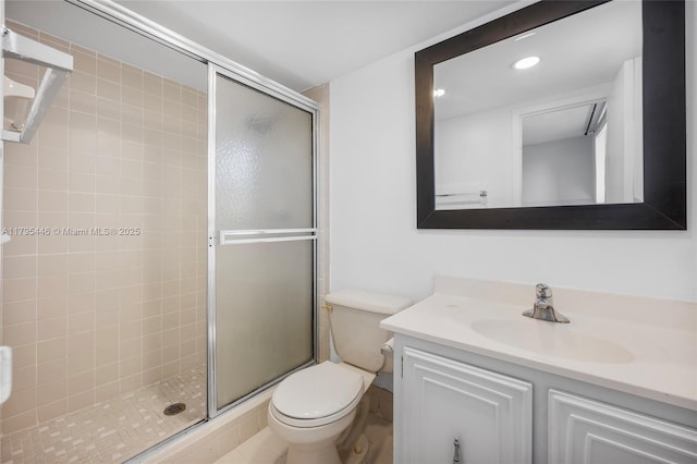 2861 Somerset Dr Unit 104, Lauderdale Lakes, FL 33311 - bathroom featuring recessed lighting, vanity, toilet, and a shower stall