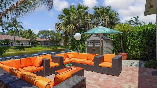 12307 NW 49th St, Coral Springs, FL 33076 - view of patio featuring an outdoor hangout area and a water view