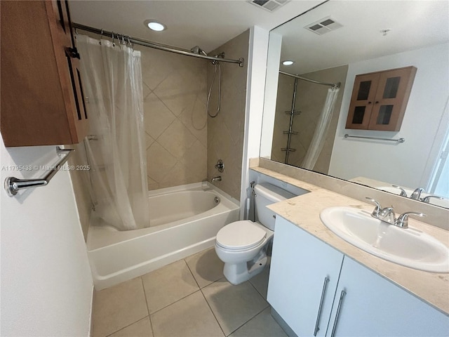 325 S Biscayne Blvd Unit 2917, Miami, FL 33131 - full bathroom with tile patterned flooring, shower / bath combination with curtain, vanity, toilet, and recessed lighting