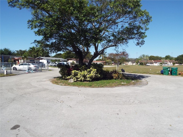 view of road with a residential view