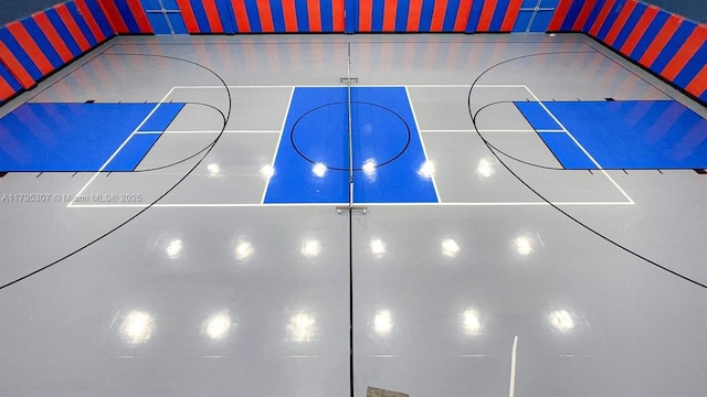 view of basketball court with basketball hoop