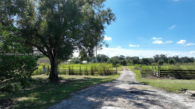 view of street featuring a rural view