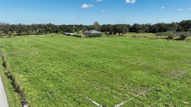 view of yard with a rural view