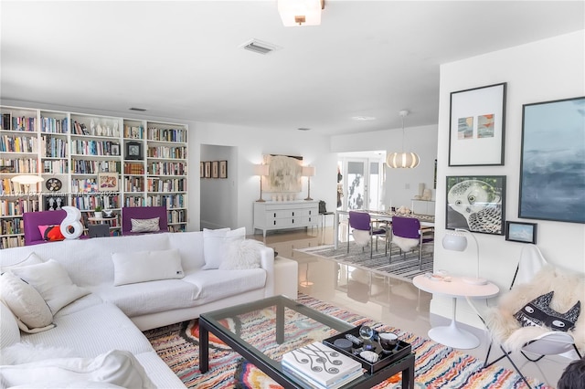 living area featuring visible vents