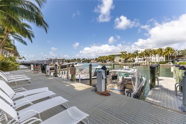 dock area featuring a water view