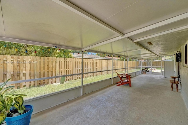 view of unfurnished sunroom