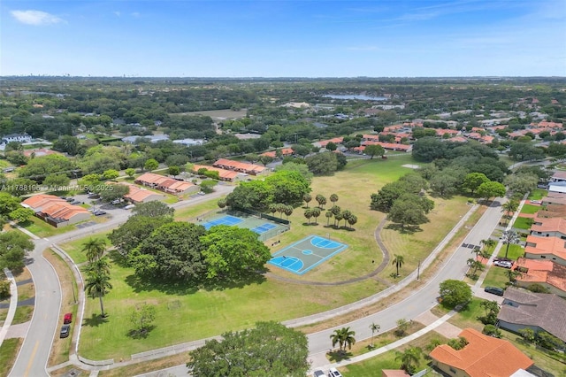 birds eye view of property with a residential view