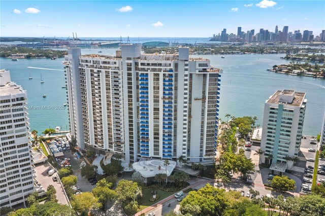 9 Island Ave Unit 1209, Miami Beach, FL 33139 - bird's eye view featuring a water view and a view of city