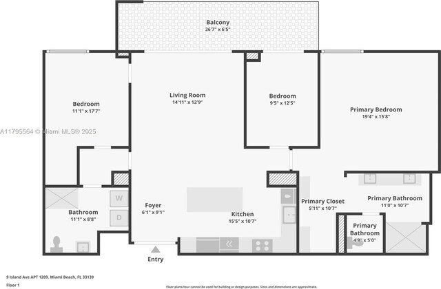 9 Island Ave Unit 1209, Miami Beach, FL 33139 - home floor plan