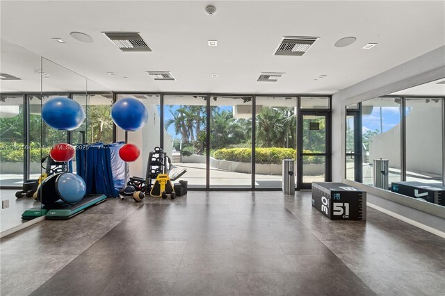 9 Island Ave Unit 1209, Miami Beach, FL 33139 - exercise room featuring expansive windows