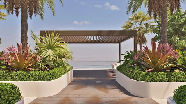 exterior space featuring a water view