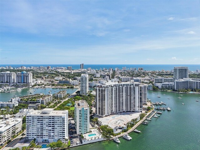 9 Island Ave Unit 1209, Miami Beach, FL 33139 - bird's eye view featuring a water view and a view of city
