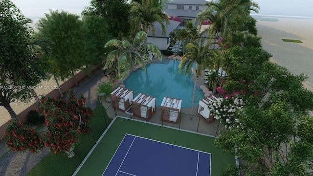 15100 NW River Dr, Miami, FL 33169 - view of swimming pool with a tennis court