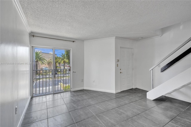 665 NW 85th Pl Unit 10-205, Miami, FL 33126 - unfurnished room with ornamental molding, a textured ceiling, baseboards, and tile patterned floors