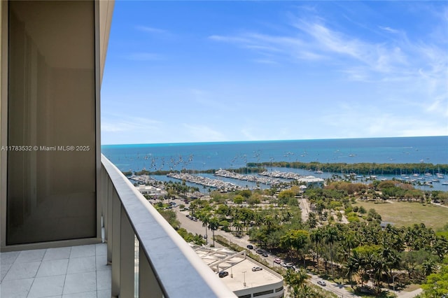 balcony with a water view