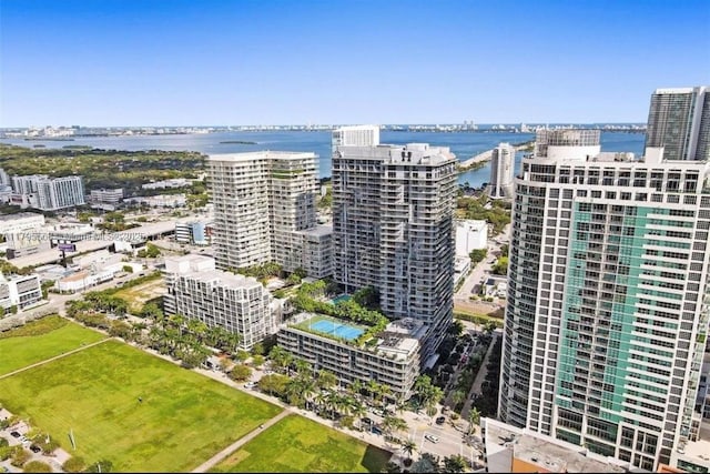 121 NE 34th St Unit L601, Miami, FL 33137 - aerial view with a water view and a view of city