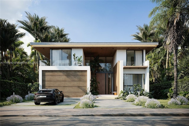 modern home featuring stucco siding