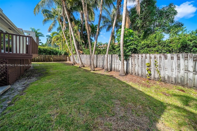 view of yard featuring a fenced backyard