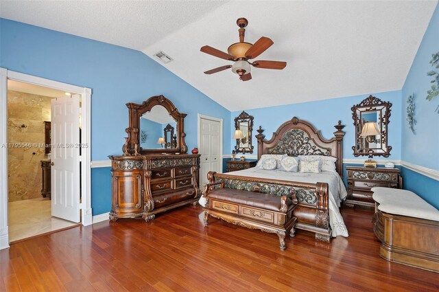 15870 NW 10th St, Pembroke Pines, FL 33028 - bedroom with lofted ceiling, wood finished floors, a closet, and a ceiling fan