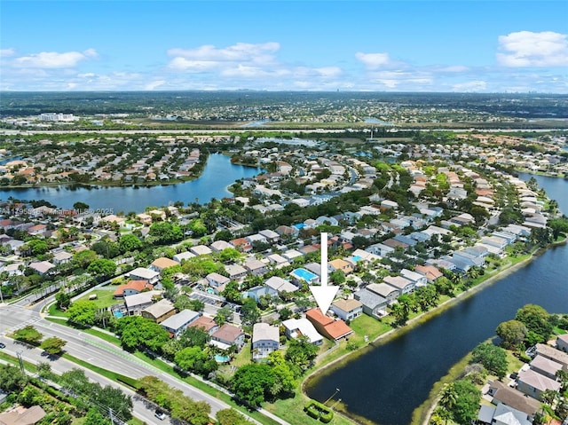 15870 NW 10th St, Pembroke Pines, FL 33028 - aerial view of property and surrounding area featuring nearby suburban area and a large body of water