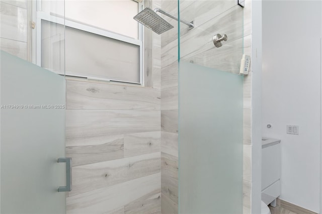 full bathroom with a stall shower