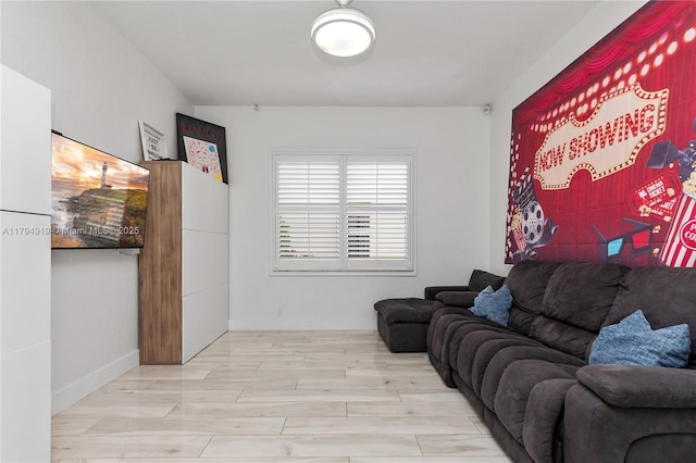 living area featuring light wood finished floors