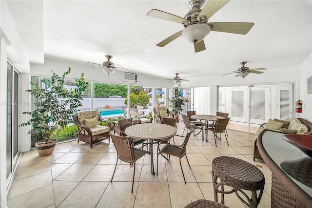 sunroom with tile patterned flooring
