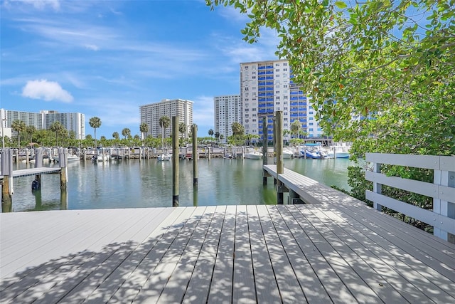 view of dock featuring a water view