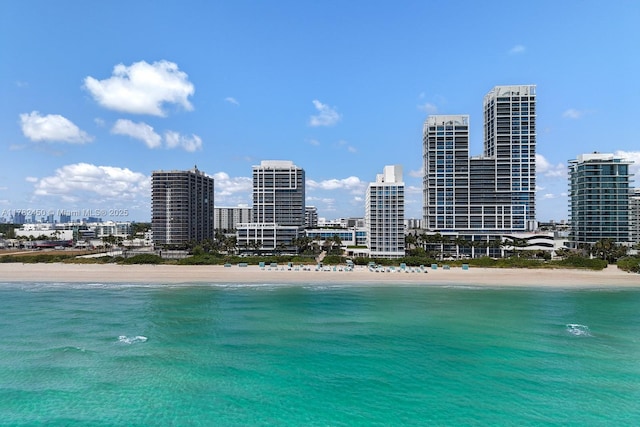 6801 Collins Ave Unit 702, Miami Beach, FL 33141 - water view featuring nearby beach and a view of skyline
