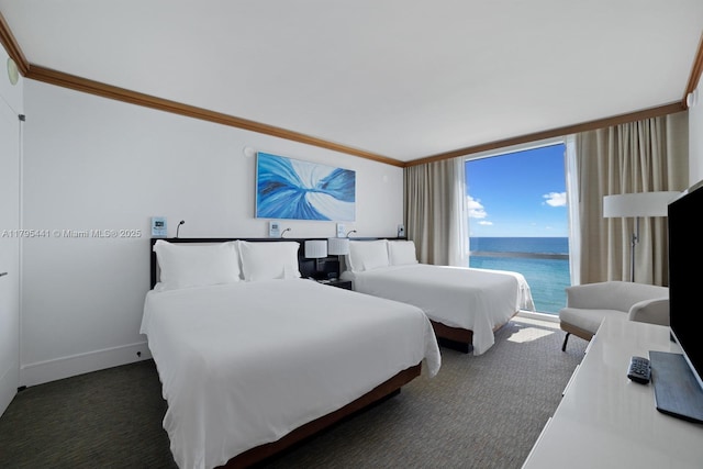 6801 Collins Ave Unit 605, Miami Beach, FL 33141 - bedroom with baseboards and crown molding