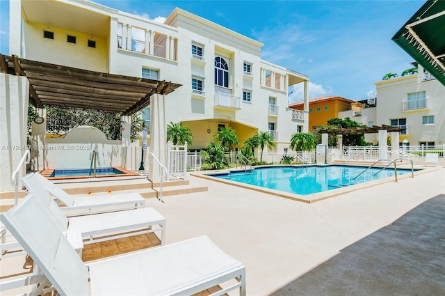 125 Jefferson Ave Unit 113, Miami Beach, FL 33139 - pool featuring fence, a patio, and a pergola