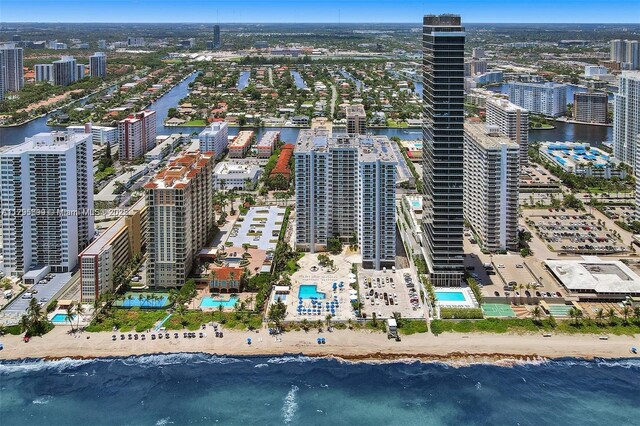 2030 S Ocean Dr Unit 1804, Hallandale Beach, FL 33009 - drone / aerial view featuring a view of city, a beach view, and a water view