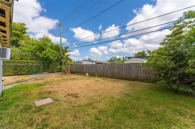 view of yard featuring a fenced backyard