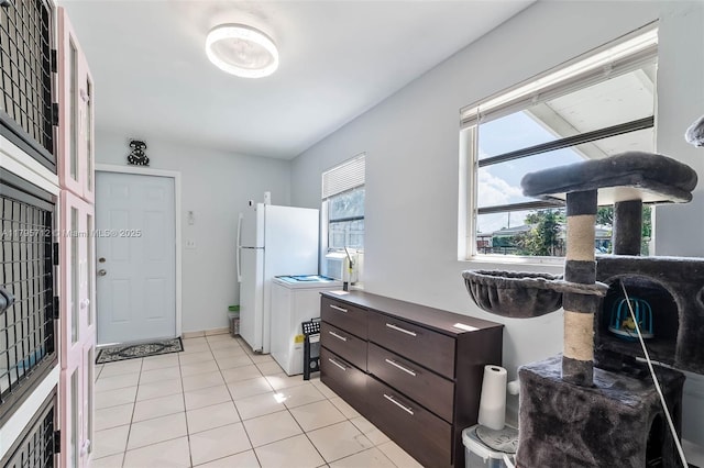 interior space featuring light tile patterned flooring