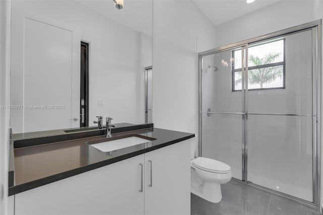8215 Crystal Downs Ave, Boca Raton, FL 33434 - bathroom featuring a shower stall, toilet, and vanity