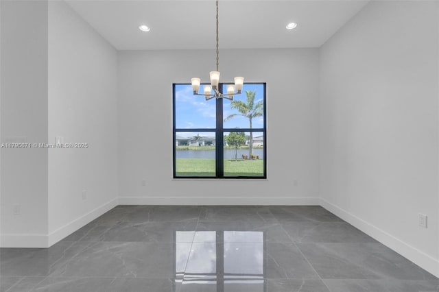 8215 Crystal Downs Ave, Boca Raton, FL 33434 - unfurnished room featuring a chandelier, baseboards, and recessed lighting