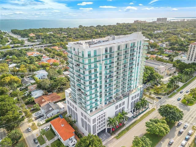 birds eye view of property with a city view