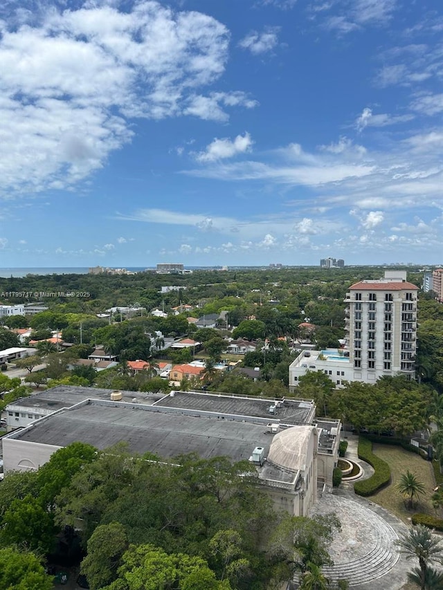 drone / aerial view with a city view