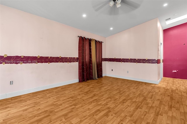 839 W 39th Pl, Hialeah, FL 33012 - empty room with wood finished floors, ceiling fan, recessed lighting, and baseboards