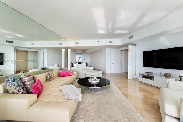 1000 S Pointe Dr Unit 1903, Miami Beach, FL 33139 - living room with visible vents and marble finish floor